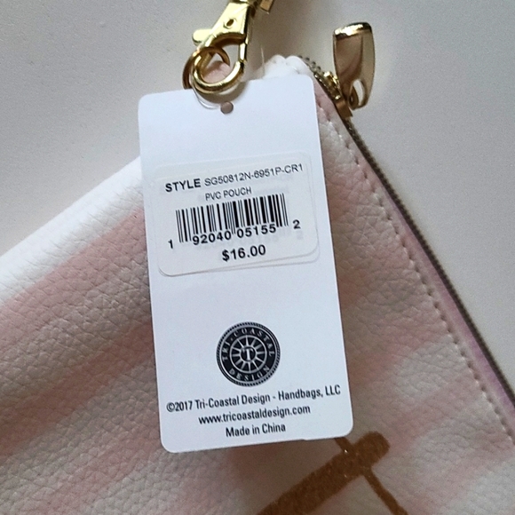 NWT Team Bride clutch, pink and white stripes - Picture 3 of 5